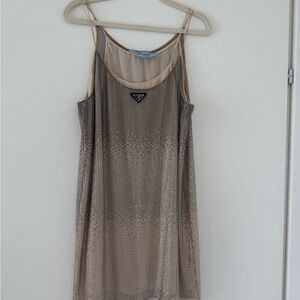 Prada Crystal Embellished Mesh Mini Dress